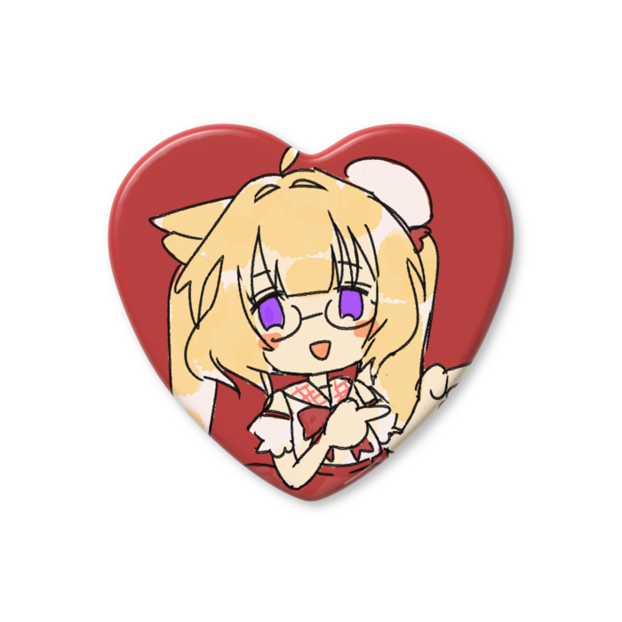ハート缶バッジ - 57 × 52.5mm