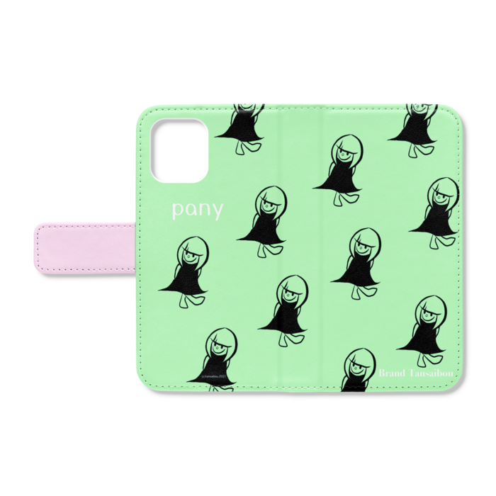 手帳型iPhoneケース - iPhone12 mini - ストラップ穴 なし(グリーン)