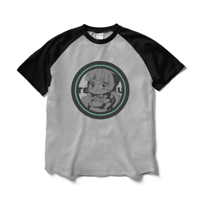 ラグランTシャツ - L - 杢グレー×ブラック