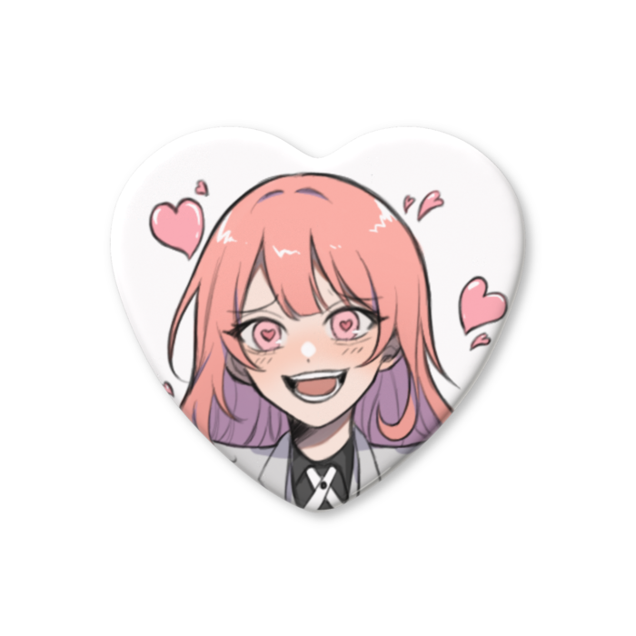 ハート缶バッジ - 57 × 52.5mm