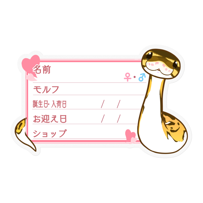 【🐍お名前ステッカー】ボールパイソン(パイボール) ‐ハート/ピンク