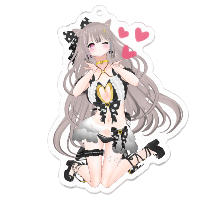 ウィンク♡Black ver.キーホルダー(通常版)(Wink♡Black ver.keychain standard)- 70 x 70 (mm)