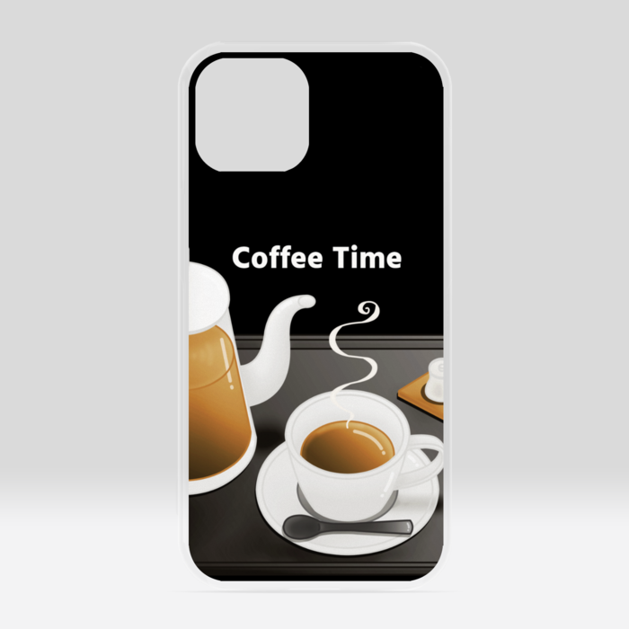 クリアiPhoneケース　珈琲×黒背景　iPhone 13