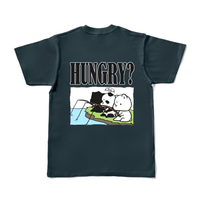 「HUNGRY?」 カラーTシャツ - S - デニム (濃色)