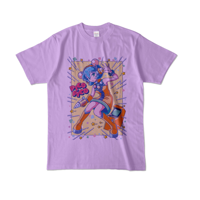 80sレトロポップ「ピコナ」Tシャツ - L - ライトパープル (淡色)