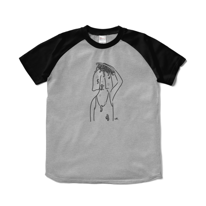 ラグランTシャツ - S - 杢グレー×ブラック