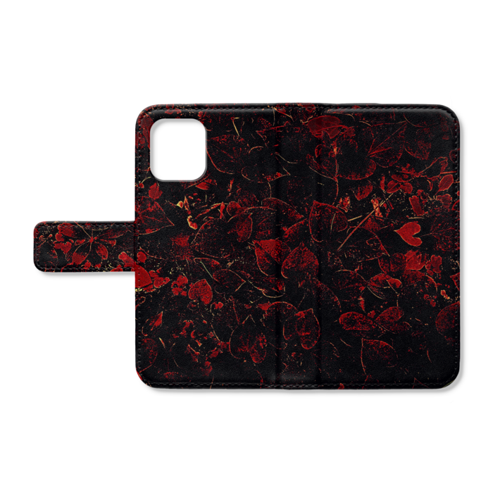 【Heart-Leaf】手帳型iPhoneケース - iPhone12 mini - ストラップ穴 なし