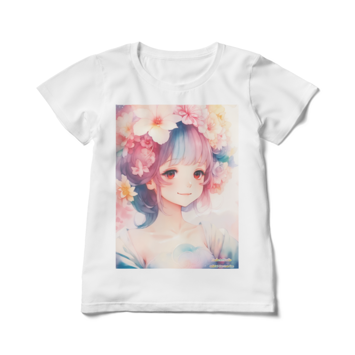 (前面プリント)「夢見る瞳5」レディースTシャツ - L - 白