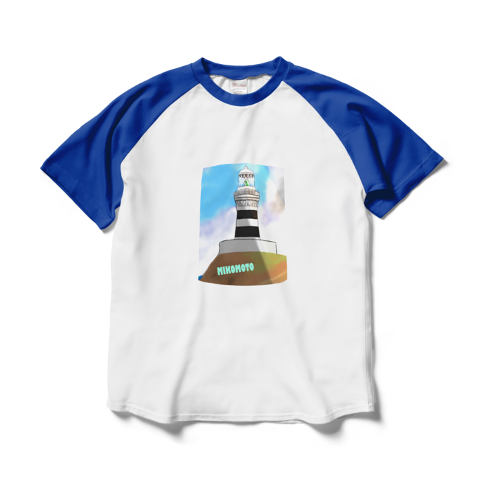 ラグランTシャツ - L - ホワイト×ロイヤルブルー