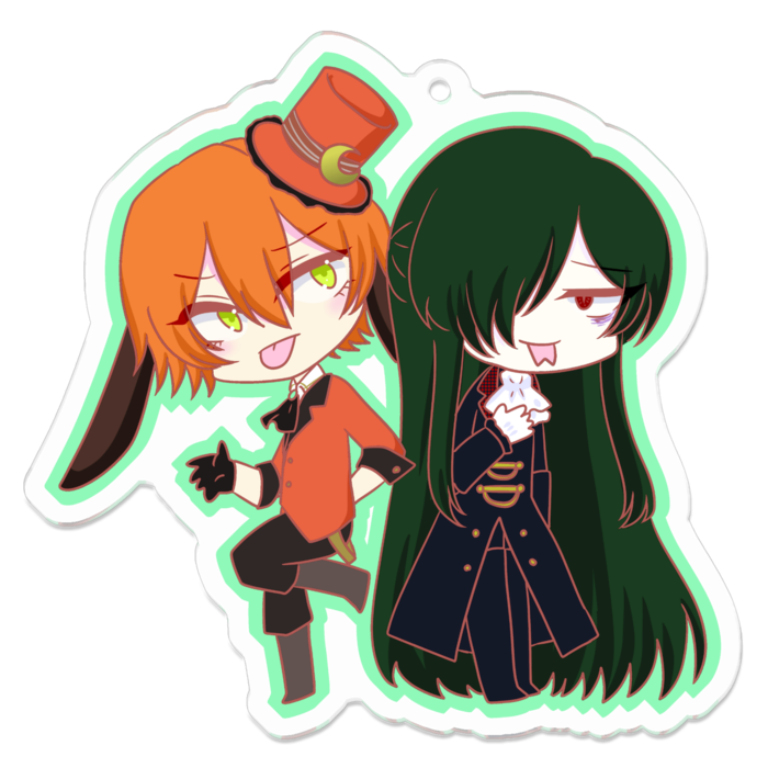 アクリルキーホルダー - 70 x 70 (mm)(三月うさぎ&トカゲ)