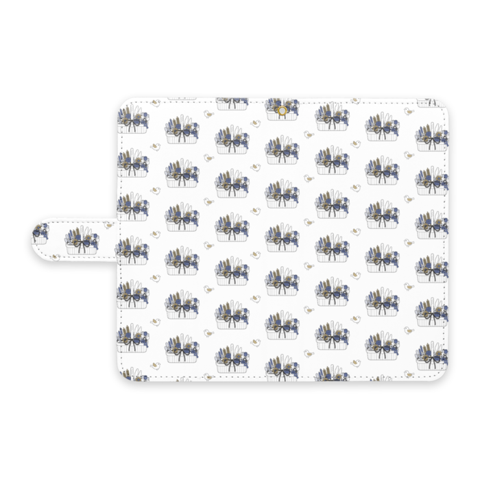 手帳型AndroidケースB　ストラップ穴あり　白色（ホワイト）　L（大）