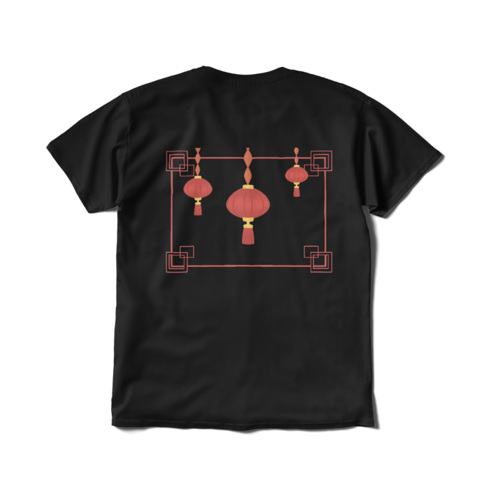 半袖Tシャツ L 黒 赤中華