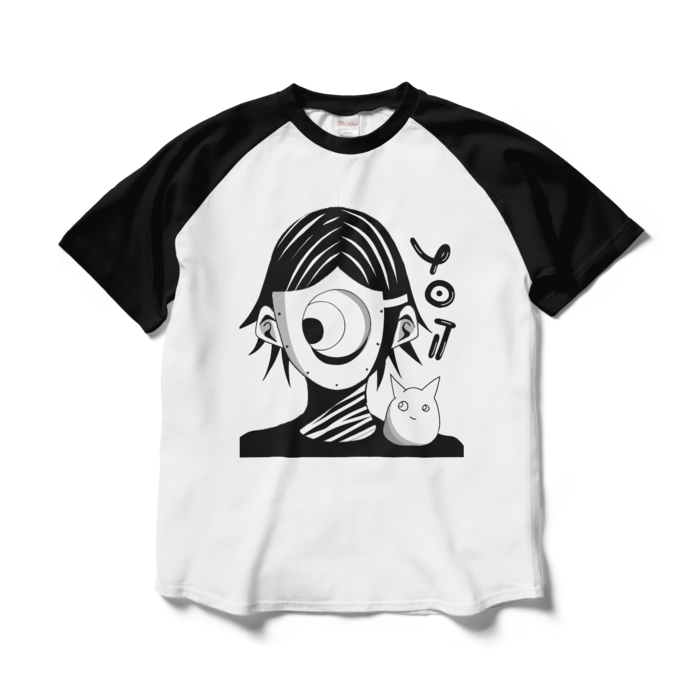 ラグランTシャツ - L - ホワイト×ブラック