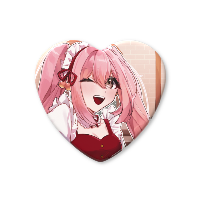 ハート缶バッジ - 57 × 52.5mm