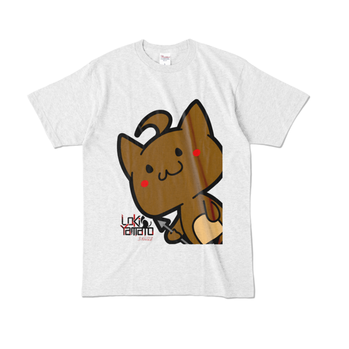 にゃぽもTシャツ - L - アッシュ (淡色)