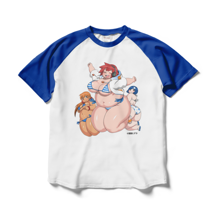 ラグランTシャツ - L - ホワイト×ロイヤルブルー