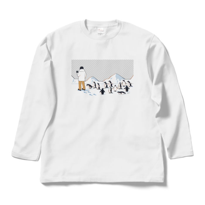 ロングスリーブTシャツ　灰色×白色　L