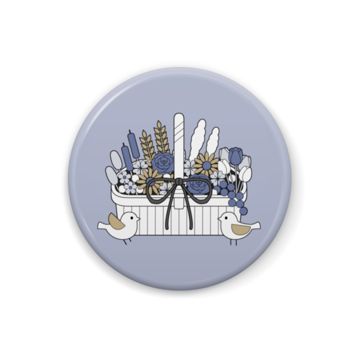 缶バッジA　円形　くすみブルー　直径32mm