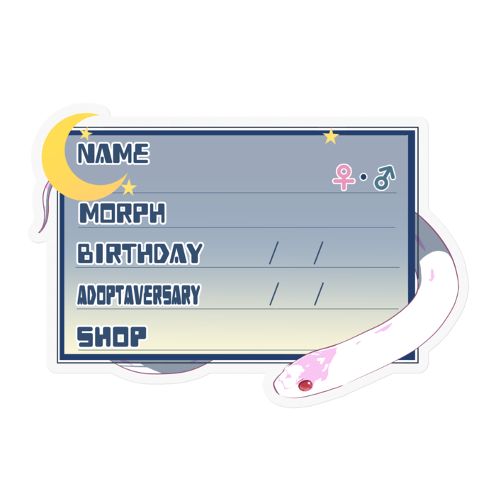 【🐍お名前ステッカー】カリキン(アルビノハイホワイト) ‐夜(英語)