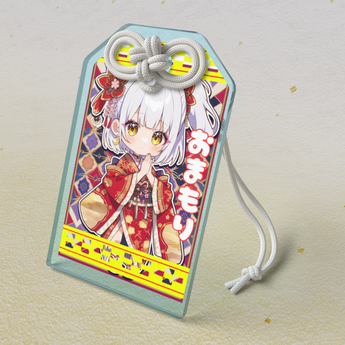 アクリルお守り - 50 × 80mmブルー