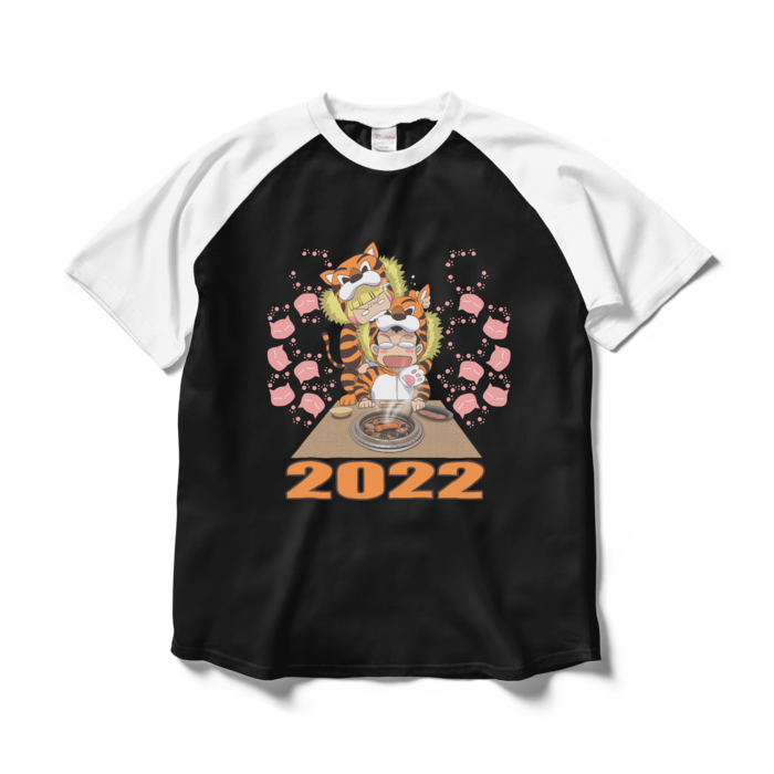 ラグランTシャツ - L - ブラック×ホワイト