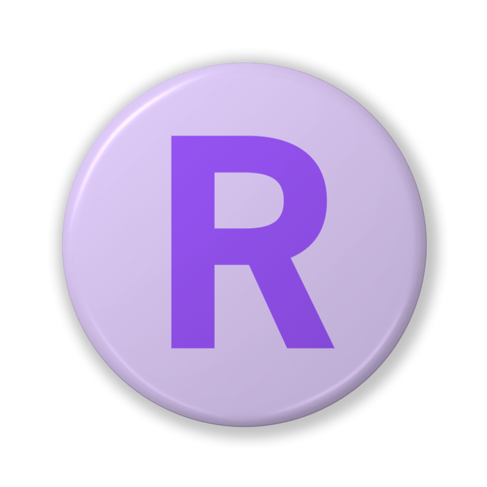 【R(アール)】〈パープル〉缶バッジ- 32mm