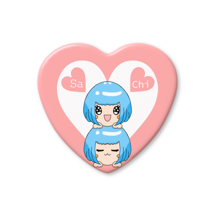 ハート缶バッジ - 57 × 52.5mm