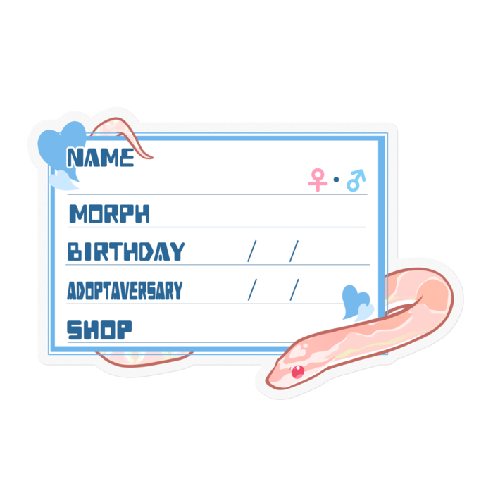 【🐍お名前ステッカー】コーンスネーク(サーモンスノー) - ハート／ブルー(英語)