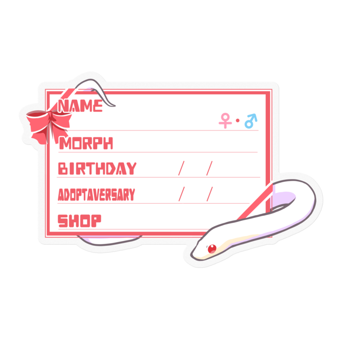 【🐍お名前ステッカー】コーンスネーク(ブリザード)-リボン／ピンク(英語)