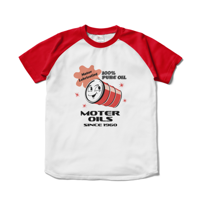 ラグランTシャツ - S - ホワイト×レッド