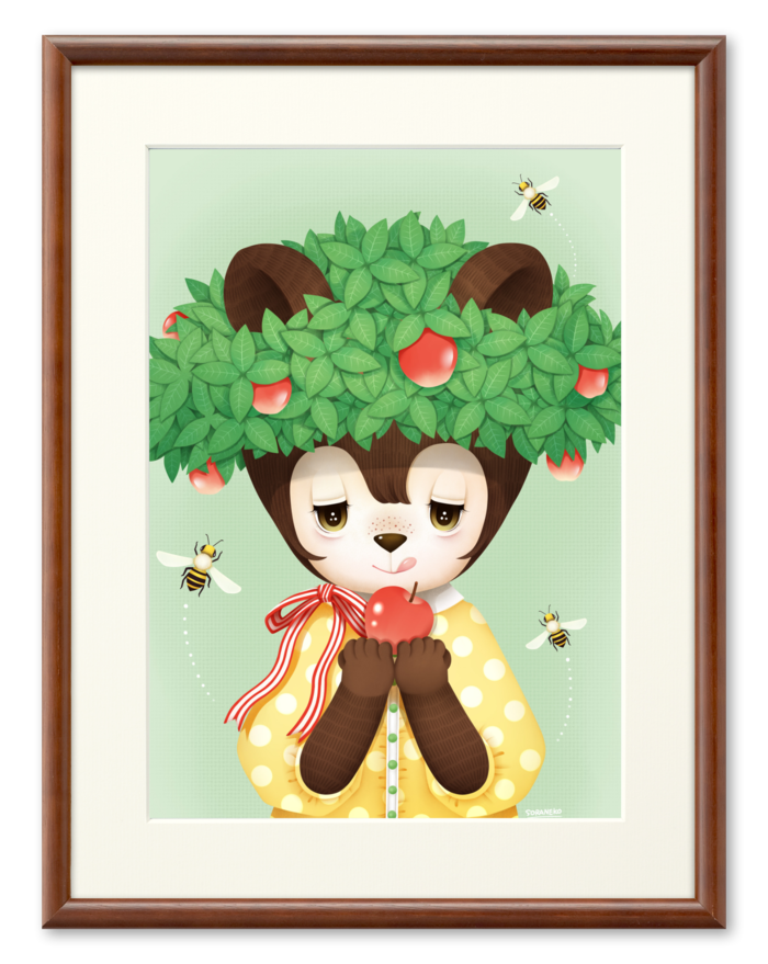 複製画 林檎の木の帽子とくまの少女 ｓｏｒａｎｅｋｏ Booth