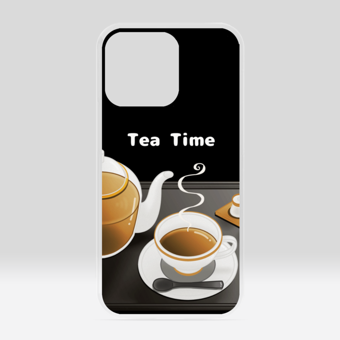 クリアiPhoneケース　紅茶×黒背景　iPhone 13Pro