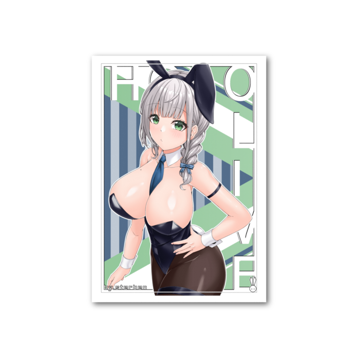 フォト風カード - 縦 - 両面　白銀ノエル バニー