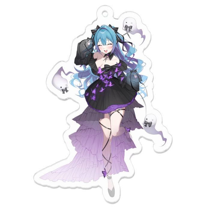 アクリルキーホルダー - 70 x 70 (mm) 笑顔👻付き