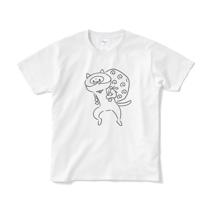 こそ泥ねこモノクロTシャツTシャツ(短納期) - S - ホワイト