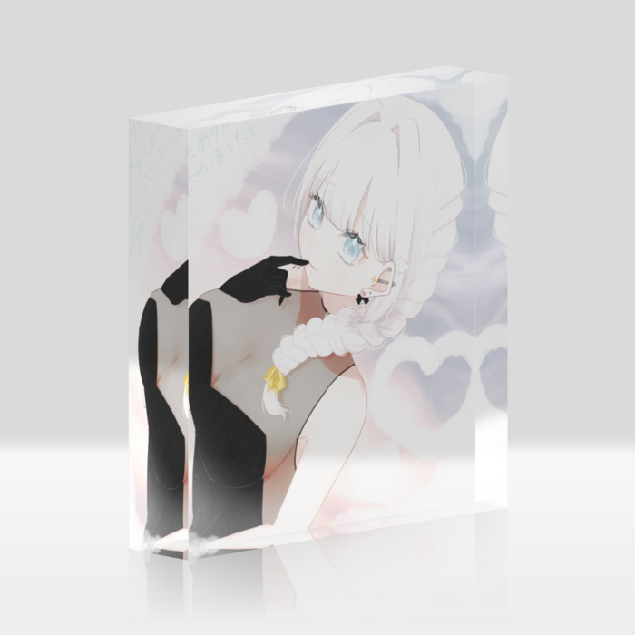 背景ありアクリルブロック - 100x100mm