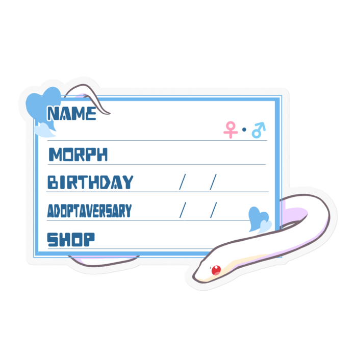 【🐍お名前ステッカー】コーンスネーク(ブリザード)-ハート／ブルー(英語)