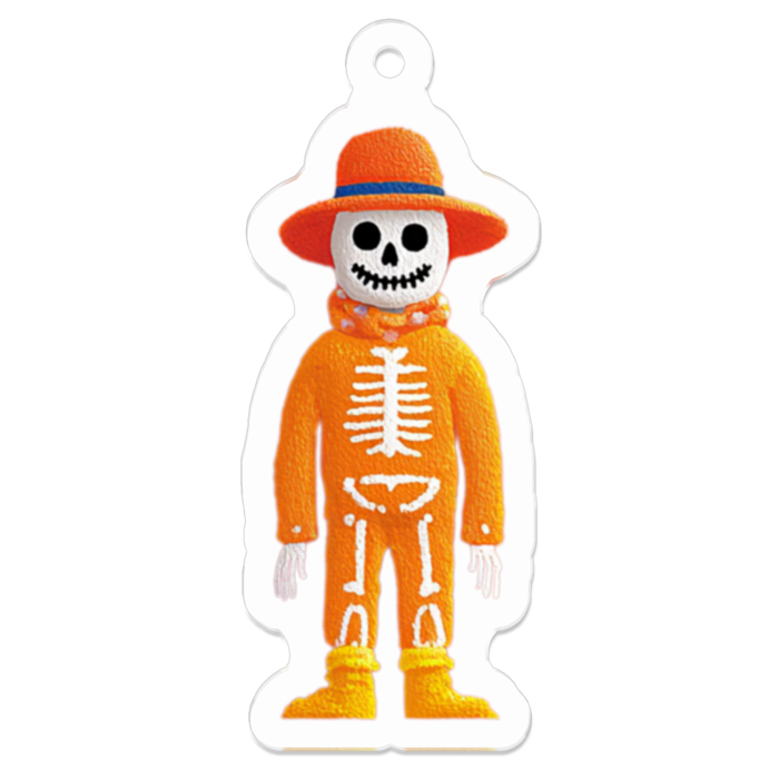 skeleton（骸骨オレンジ）アクリルキーホルダー（コーティング） - 50 x 50 (mm)