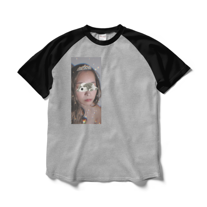 ラグランTシャツ - L - 杢グレー×ブラック