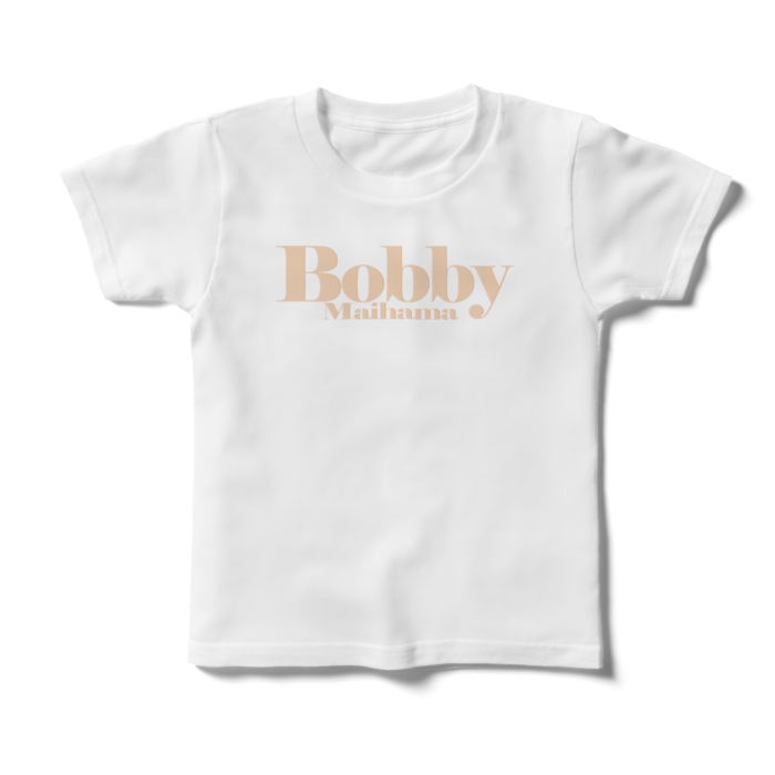 BobbyのキッズTシャツ（ホワイト / ロゴ:ナチュラル） - 120cm