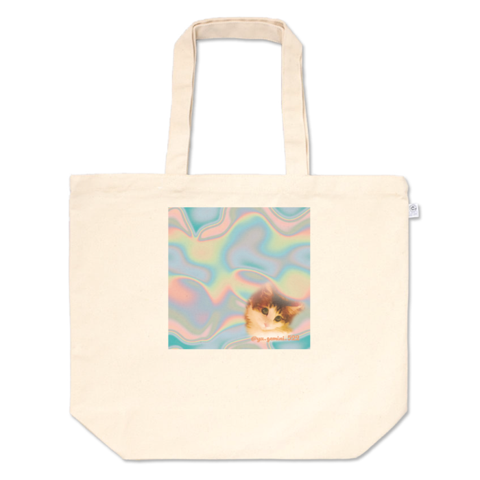 トートバッグ - L - ユニコーンマーブル-02 (もも顔のみプリント)