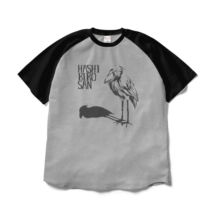 ラグランTシャツ - XL - 杢グレー×ブラック