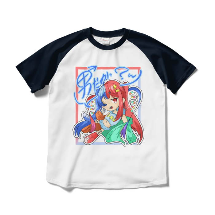 ラグランTシャツ - M - ホワイト×ネイビー
