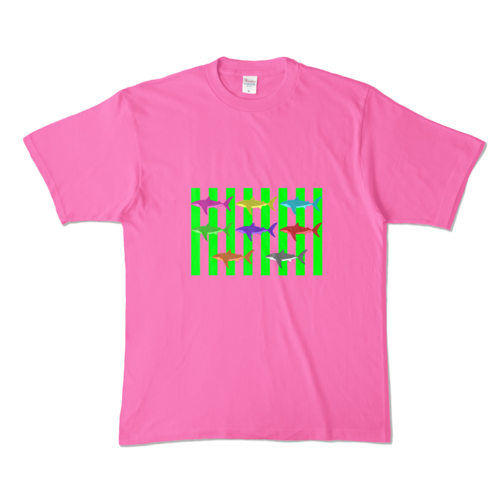 (グリーン)カラーTシャツ - XL - ピンク (濃色)(1)
