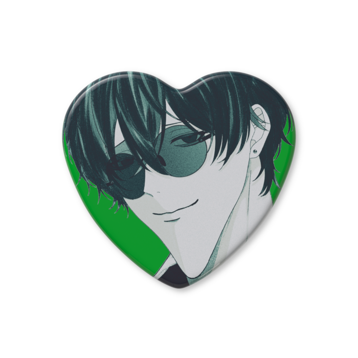 ハート缶バッジ - 57 × 52.5mm