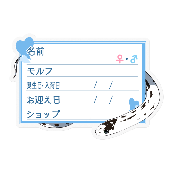 【🐍お名前ステッカー】カリキン(ハイホワイト) ‐ハート／ブルー