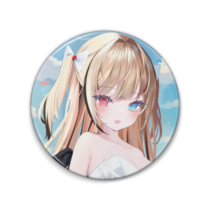 ２周年記念缶バッジ②（口開け笑顔） - 76mm