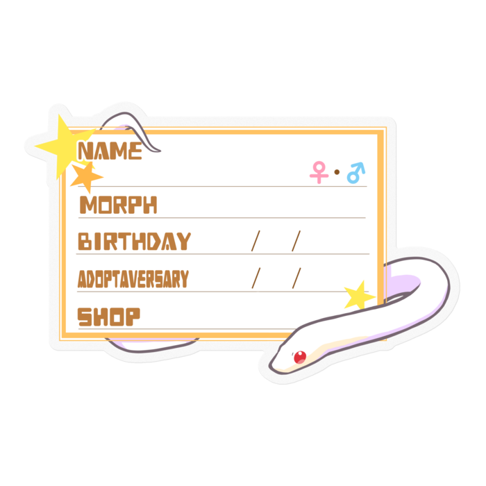 【🐍お名前ステッカー】コーンスネーク(ブリザード)-星(英語)