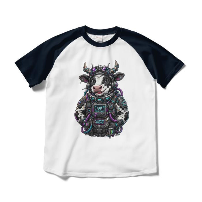 ラグランTシャツ - M - ホワイト×ネイビー