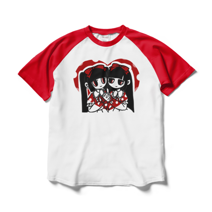 ラグランTシャツ - L - ホワイト×レッド